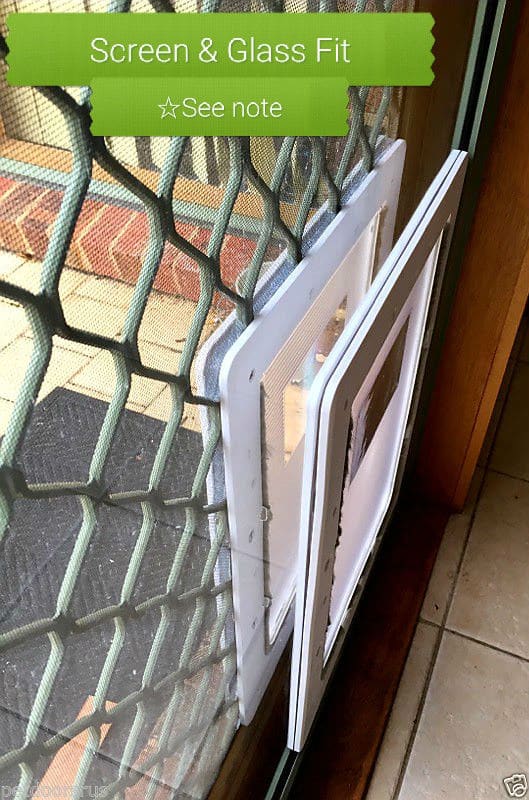 Aussie Pet Doors APD Small Rectangle Cat & Dog Door For Glass, Screen and Timber Door Installation - White
