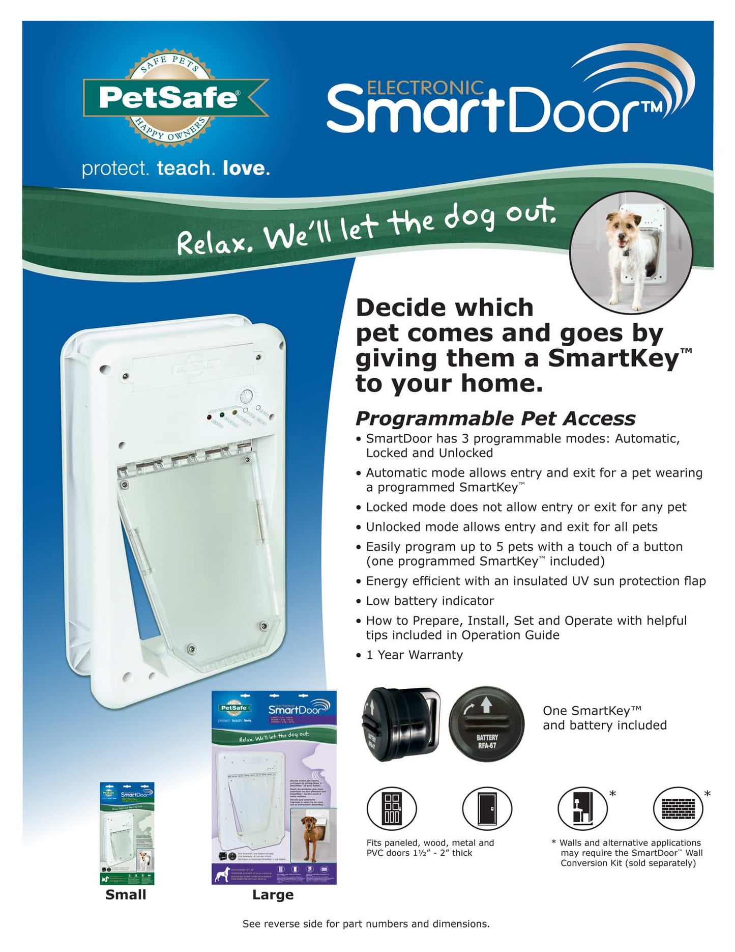 Petsafe Electronic SmartDoor – Small for Cats & Dogs Up to 10kgs