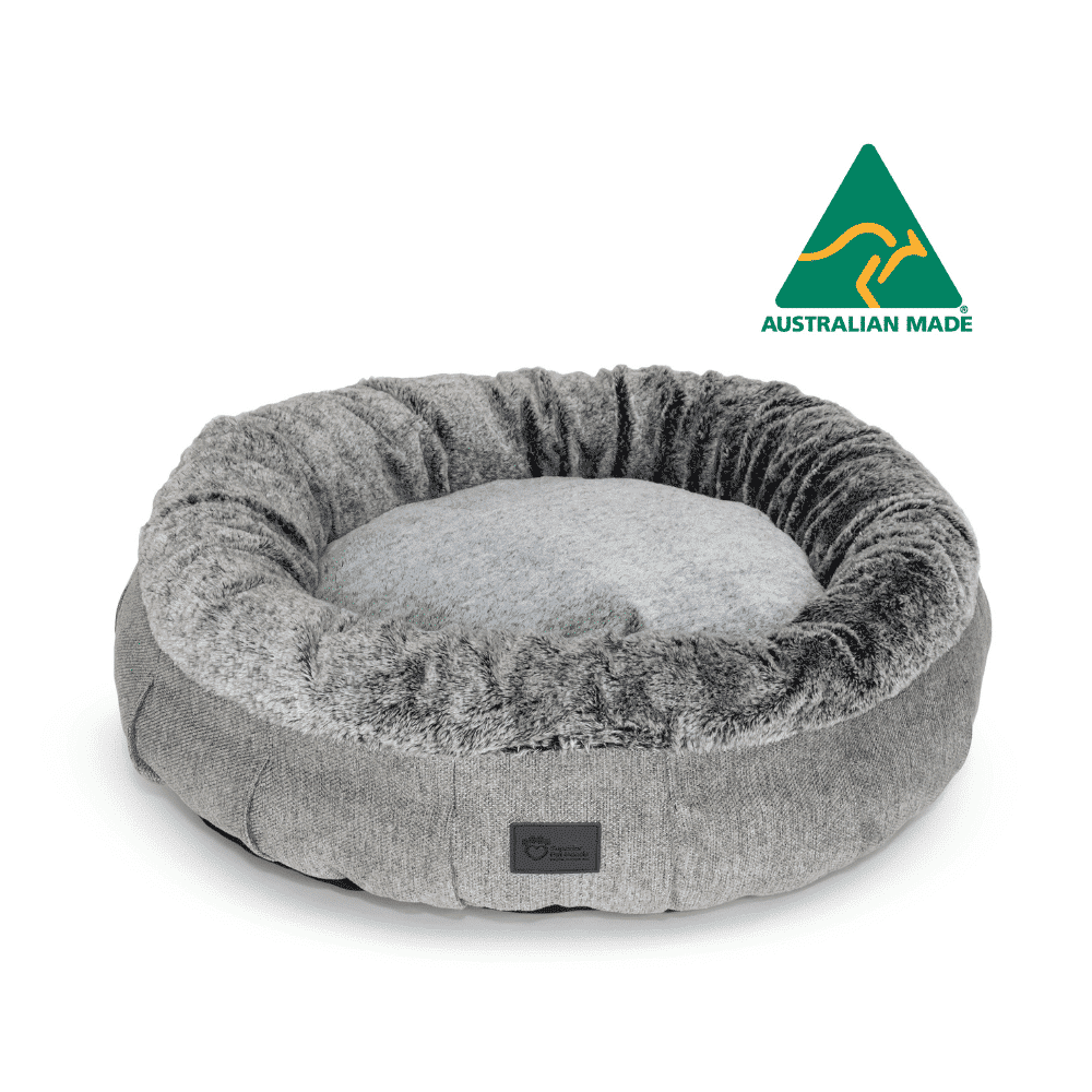 Superior Pet Goods Harley Dog Bed Harlow Grey and Artic Faux Fur