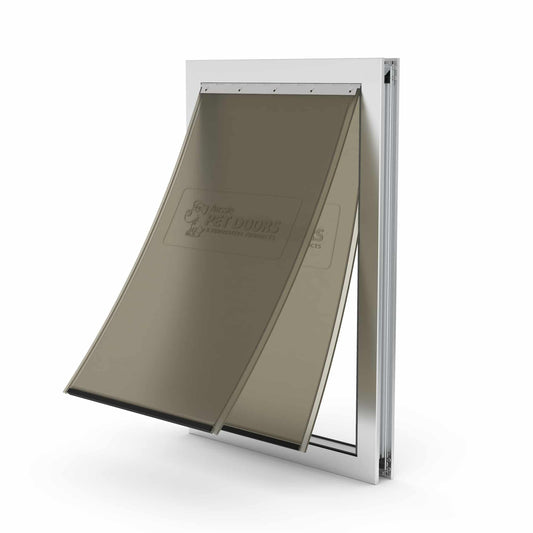 Aussie Pet Doors APD – DUAL FLAP Extra Large Premium Aluminium Framed Door – Soft Flap, Suits Glass, Timber Door, Security Screen &amp; Wall Mount!