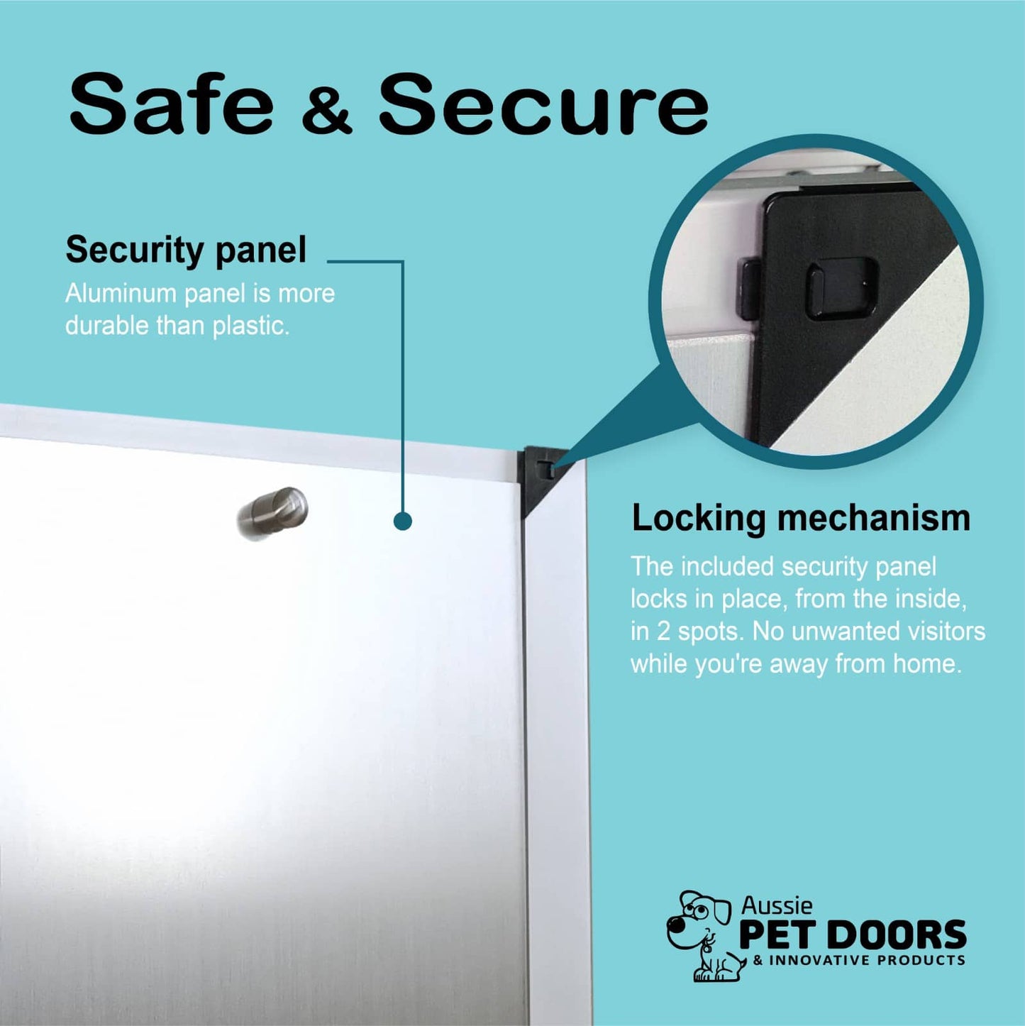 Aussie Pet Doors APD – Large Premium Aluminium Framed Door – Soft Flap, Suits Glass, Timber Door, Security Screen &amp; Wall Mount!