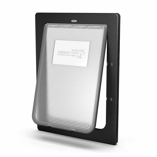 Aussie Pet Doors APD Large Rectangle Dog Door For Glass, Screen and Timber Doors – Black