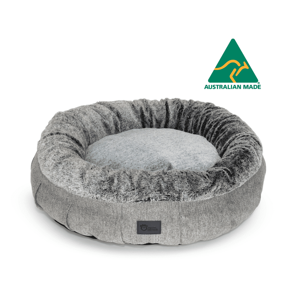 Superior Pet Goods Harley Dog Bed Harlow Grey and Artic Faux Fur