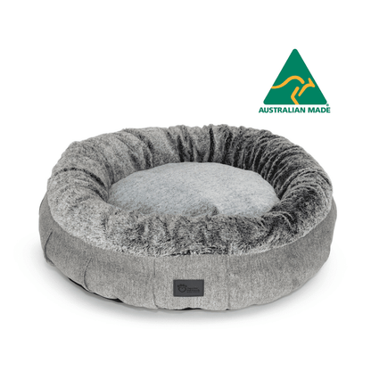Superior Pet Goods Harley Dog Bed Harlow Grey and Artic Faux Fur