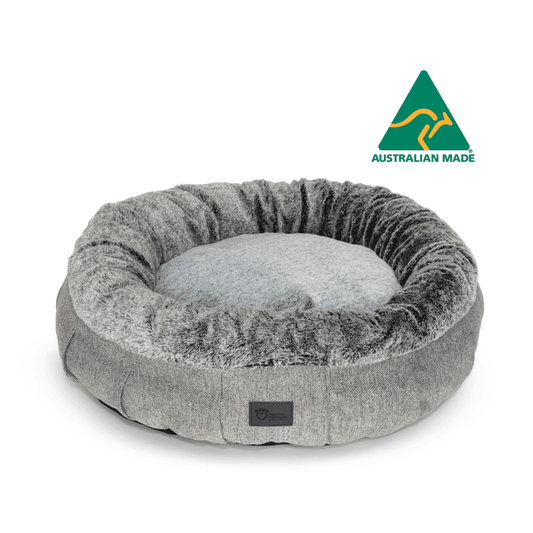 Superior Pet Goods Harley Dog Bed Harlow Grey and Artic Faux Fur