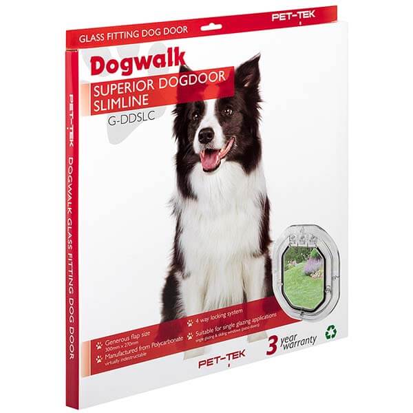 Pet-Tek DogWalk Medium Dog Door Glass Fitting Slimline Clear