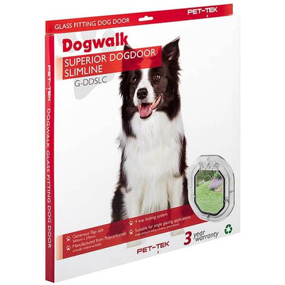 Pet-Tek DogWalk Medium Dog Door Glass Fitting Slimline Clear