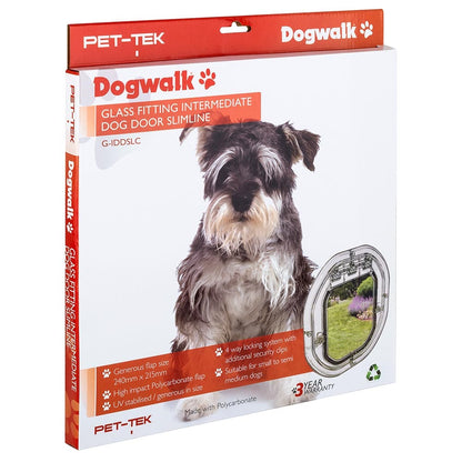 Pet-Tek DogWalk Intermediate Dog Door Glass Fitting Slimline Clear