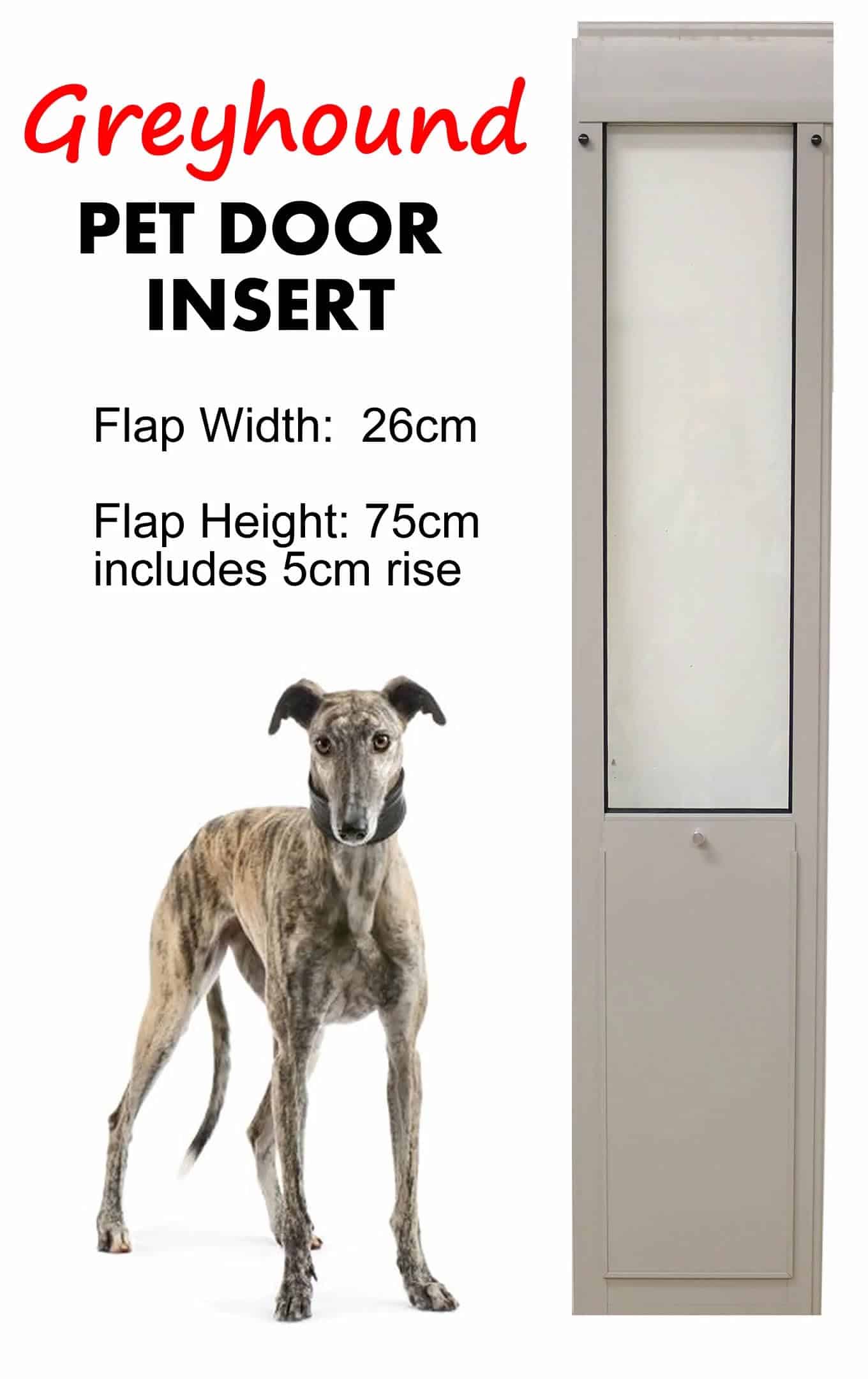 Greyhound Pet Door Insert for a Sliding Door