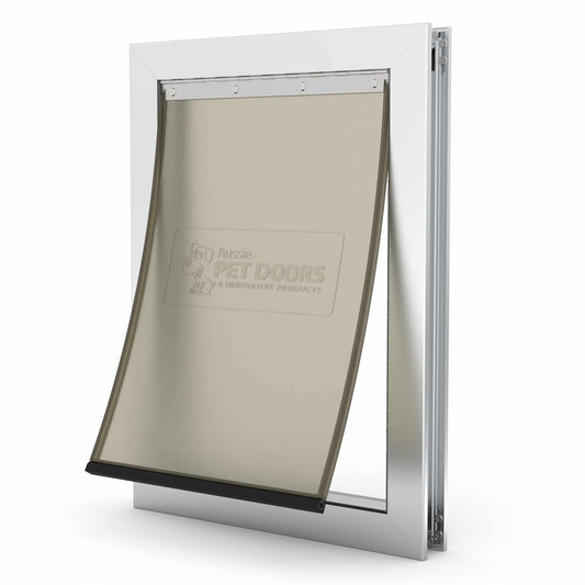 Aussie Pet Doors APD – Large Premium Aluminium Framed Door – Soft Flap, Suits Glass, Timber Door, Security Screen &amp; Wall Mount!