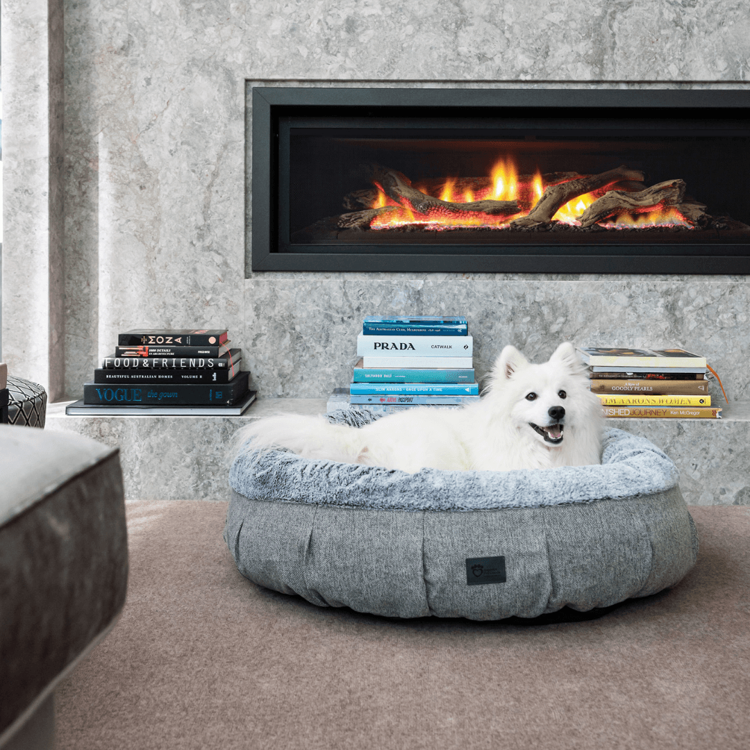 Superior Pet Goods Harley Dog Bed Harlow Grey and Artic Faux Fur