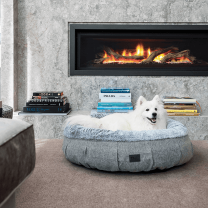 Superior Pet Goods Harley Dog Bed Harlow Grey and Artic Faux Fur