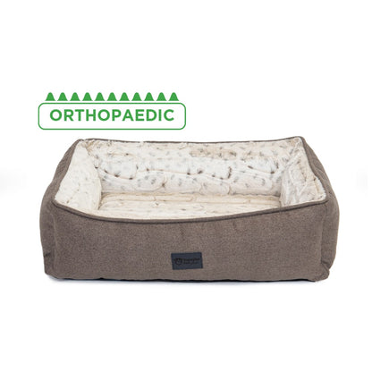 Superior Pet Goods Ortho Dog Lounger Light Brindle Faux Fur