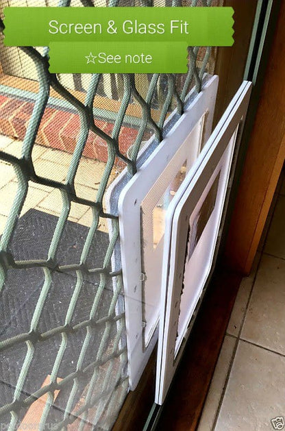 Aussie Pet Doors APD Small Rectangle Cat &amp; Dog Door For Glass, Screen and Timber Door Installation - White