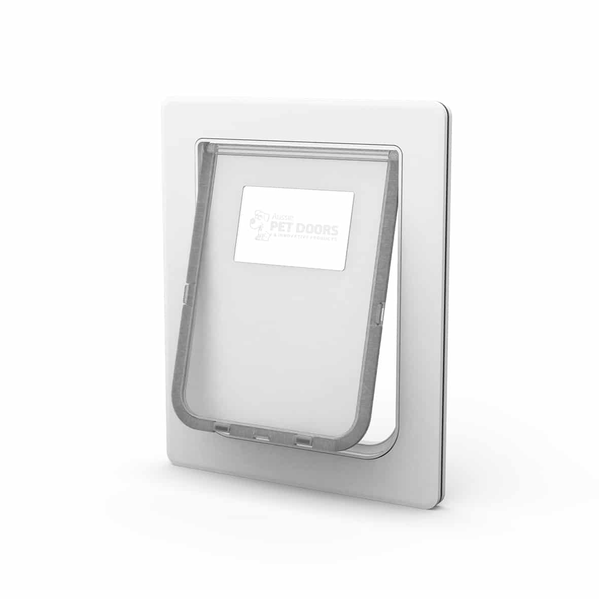 Aussie Pet Doors APD Medium Rectangular Dog Door To Suit Glass, Screen and Timber Door Installation - White