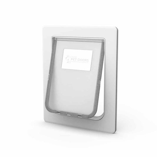 Aussie Pet Doors APD Medium Rectangular Dog Door To Suit Glass, Screen and Timber Door Installation - White